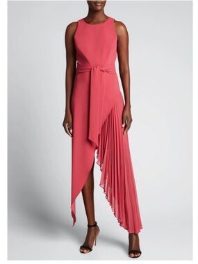 BADGLEY MISCHKA COLLECTION, Sleeveless Asymmetric Side Pleat Midi Dress, 6